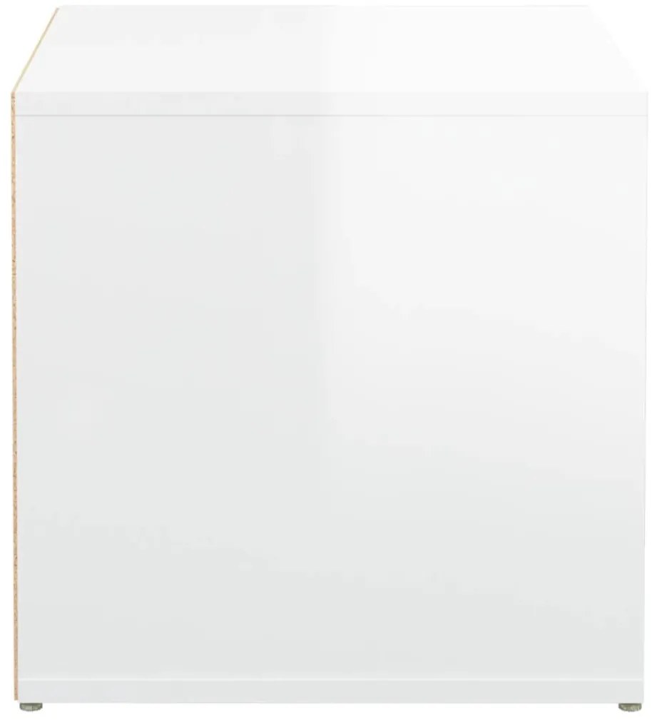 Κουτί με Συρτάρι Γυαλ. Λευκό 40,5x40x40εκ. Επεξεργασμένο Ξύλο - Λευκό