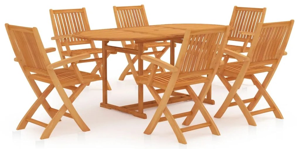 vidaXL Σετ Τραπεζαρίας Κήπου 7 Τεμαχίων από Μασίφ Ξύλο Teak
