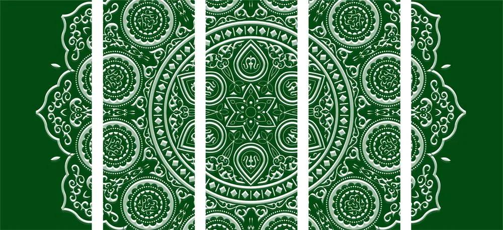 Εικόνα έθνικ Mandala 5 τμημάτων σε πράσινο σχέδιο - 200x100