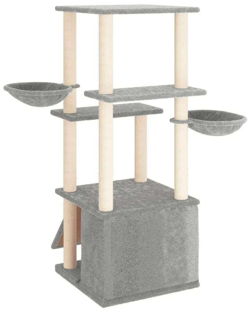 vidaXL Γατόδεντρο Aνοιχτό Γκρι 133 εκ. με Στύλους Ξυσίματος από Σιζάλ
