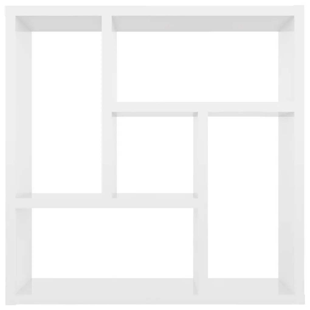 Ραφιέρα Τοίχου Γυαλιστερό Λευκό 45,1x16x45,1 εκ. από Επεξ. Ξύλο - Λευκό