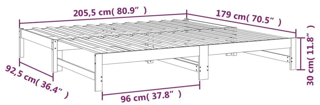 Καναπές Κρεβάτι Συρόμενος Λευκός 2x(90x200) εκ. Μασίφ Πεύκο - Λευκό