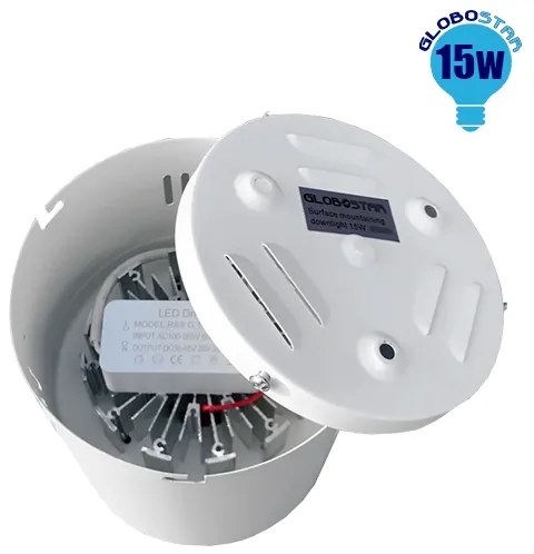 GloboStar 115083 Φωτιστικό Σποτ Οροφής LED Downlight 15W AC 230V 2250lm 24° IP20 Θερμό Λευκό 3000K