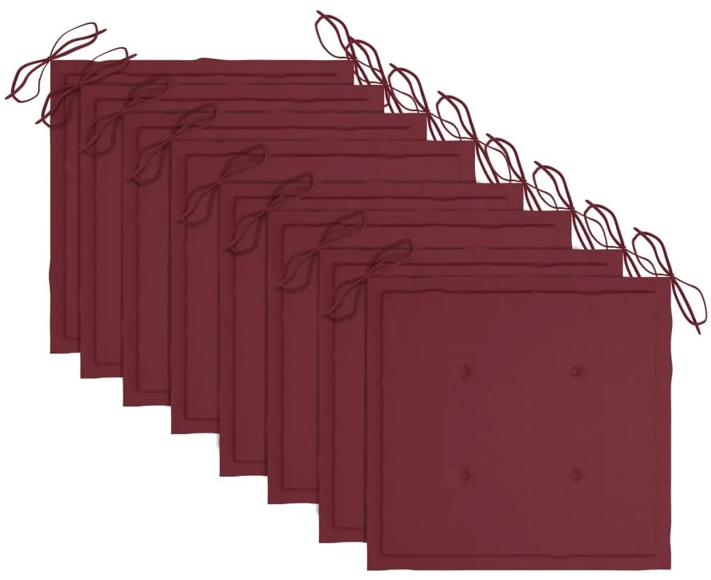 vidaXL Καρέκλες Κήπου Στοιβαζόμενες 8 τεμ. Μασίφ Ξύλο Teak &amp; Μαξιλάρια