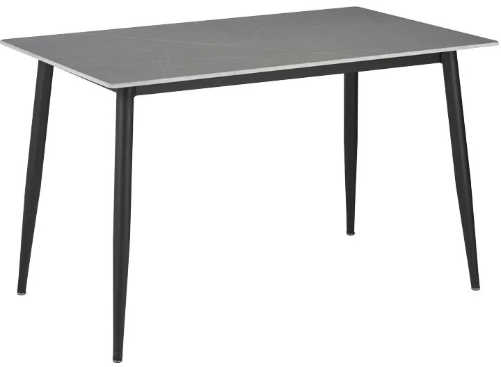 Τραπέζι Gustas pakoworld γκρι μαρμάρου sintered stone-μαύρο μέταλλο 160x80x75εκ