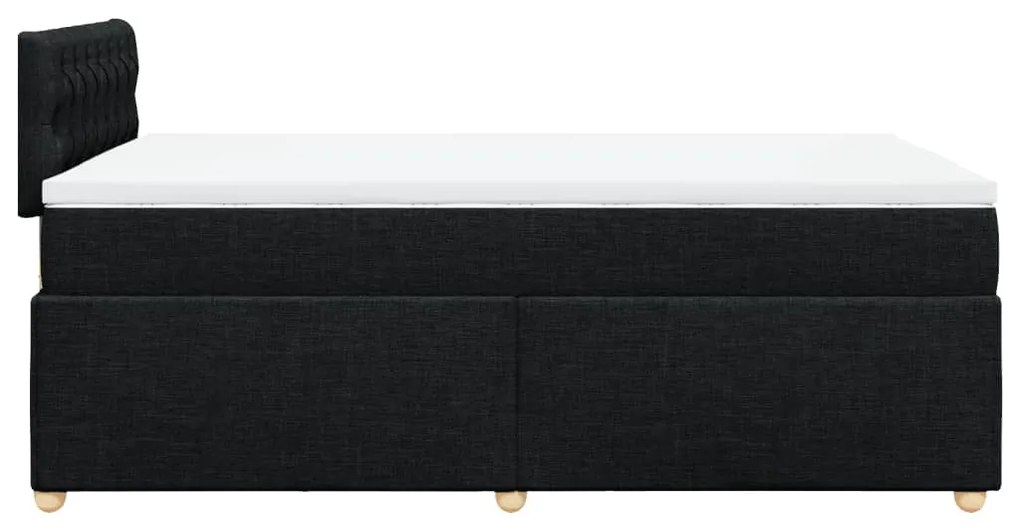 vidaXL Κρεβάτι Boxspring με Στρώμα Μαύρο 120x190 εκ. Υφασμάτινο