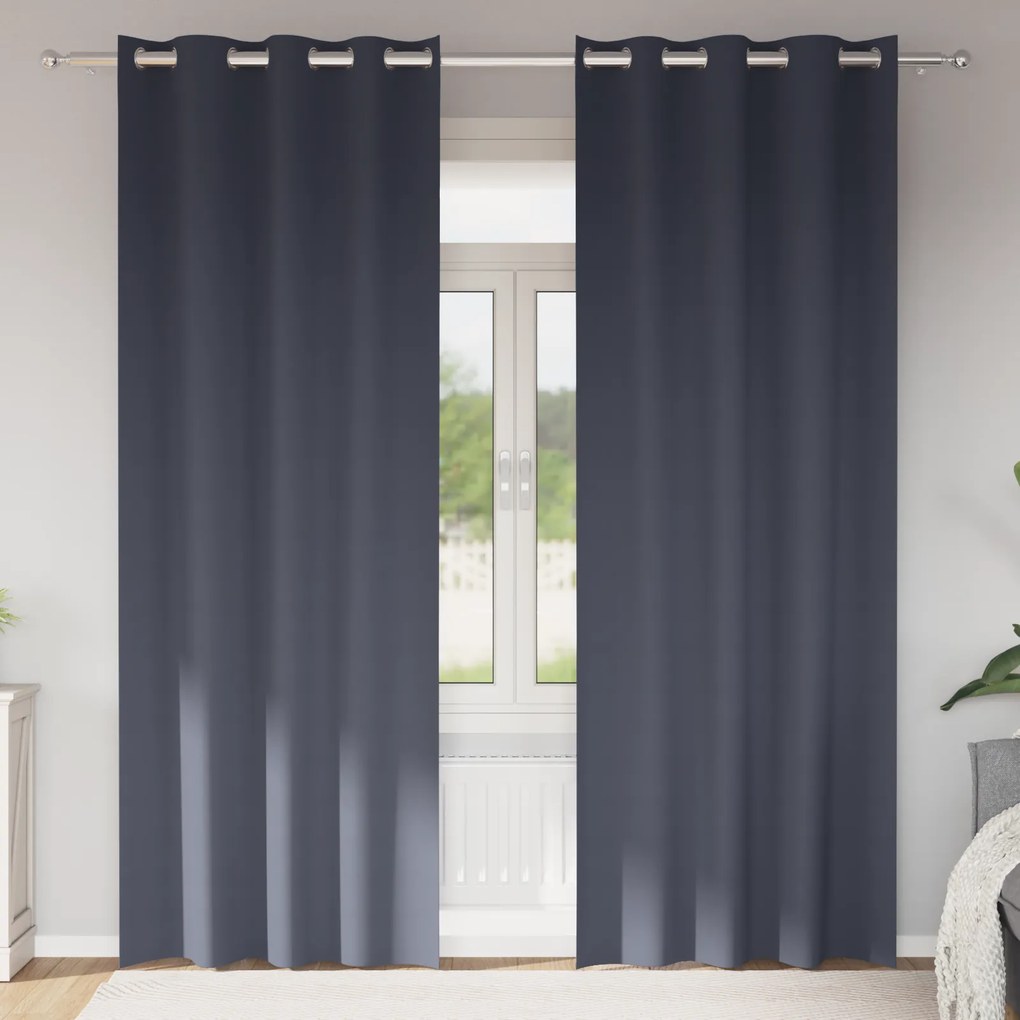 vidaXL Κουρτίνες με κουρτίνες 2 pcs Ανθρακί 225 x 140 εκ. Πολυεστέρας