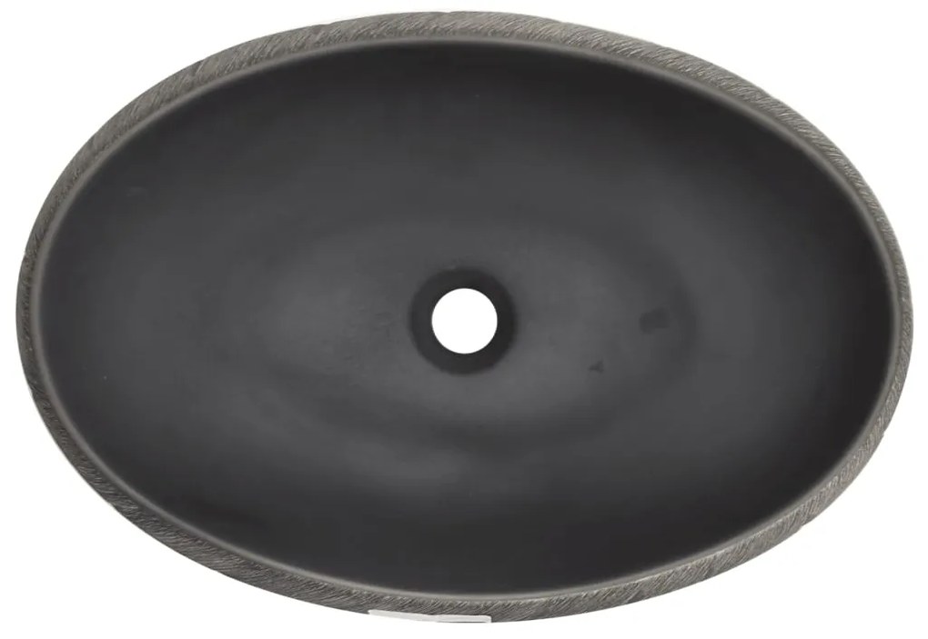 vidaXL Νιπτήρας Οβάλ Μαύρος και Γκρι 59 x 40 x 15 εκ. Κεραμικός