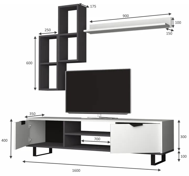 ΣΥΝΘΕΣΗ ΤΗΛΕΟΡΑΣΗΣ LONSA MEGAPAP ΧΡΩΜΑ ΛΕΥΚΟ 160X35X40ΕΚ.