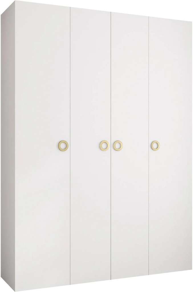 Ντουλάπα Como I 180 Τετράφυλλη-Λευκό - Χρυσό