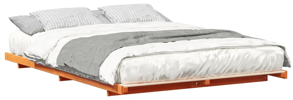 vidaXL Κρεβάτι δαπέδου Καφέ κεριού 140 x 200 cm Μασίφ ξύλο πεύκου