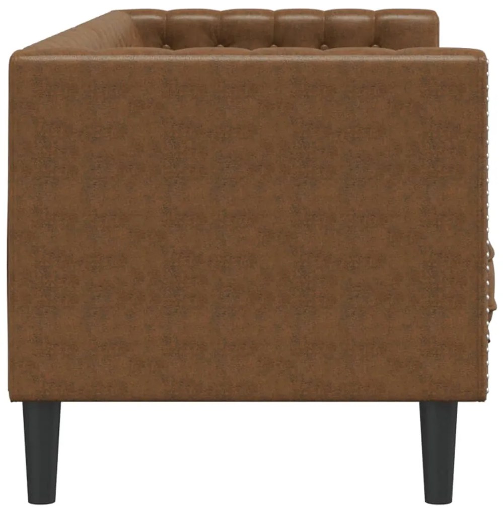 vidaXL Καναπές Chesterfield 3θέσιος Καφέ δέρμα Faux Suede Brown