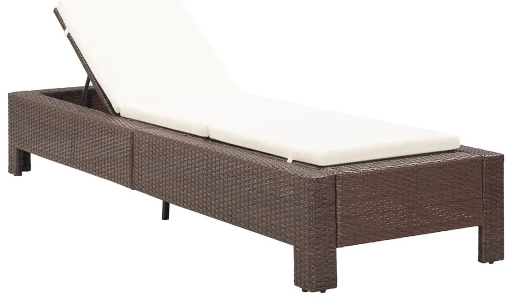 vidaXL Ξαπλώστρα Καφέ από Συνθετικό Ρατάν με Μαξιλάρι