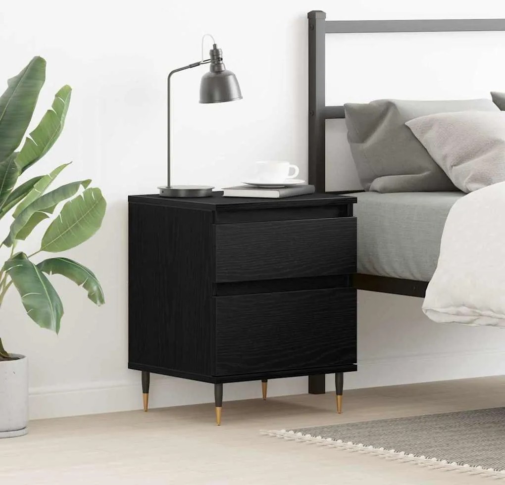 vidaXL Κομοδίνο Μαύρη Οξυά 40 x 35 x 50 εκ. Επεξεργασμένο ξύλο