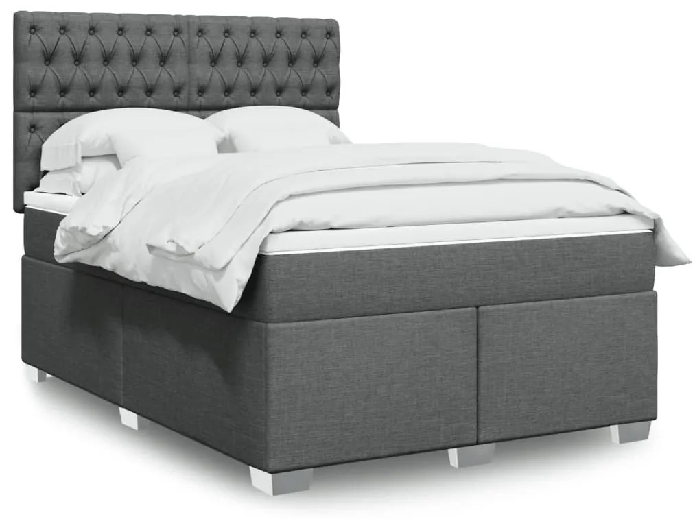 ΚΡΕΒΑΤΙ BOXSPRING ΜΕ ΣΤΡΩΜΑ ΣΚΟΥΡΟ ΓΚΡΙ 140X200 ΕΚ ΥΦΑΣΜΑΤΙΝΟ 3290519