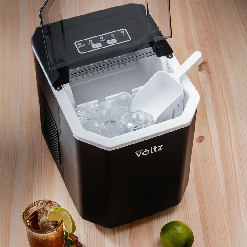 Παγομηχανή Oliver Voltz OV51447B, 120W, 12 kg/24 ώρες, 1,3 l, 9 κύβοι ανά κύκλο λειτουργίας, ένδειξη πάγου και νερού, Μαύρο