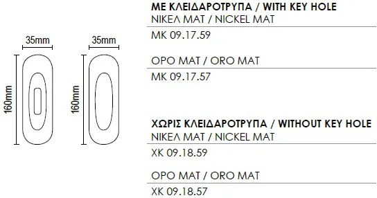 Χούφτα Πόρτας με κλειδί Νο 400 Όρο Ματ