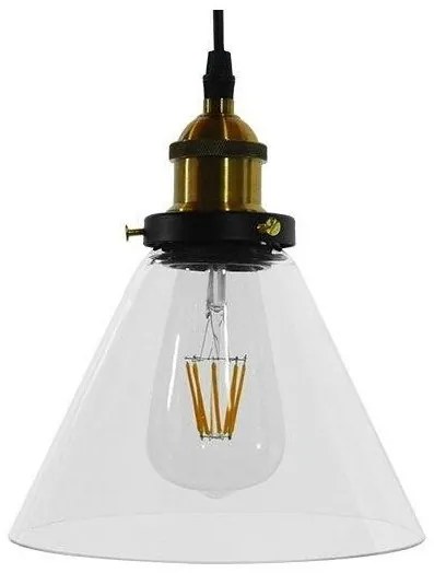 Κρεμαστό Φωτιστικό Οροφή  Γυάλινο Φ18 GloboStar CONE 01169-1169-Διάφανο 01169