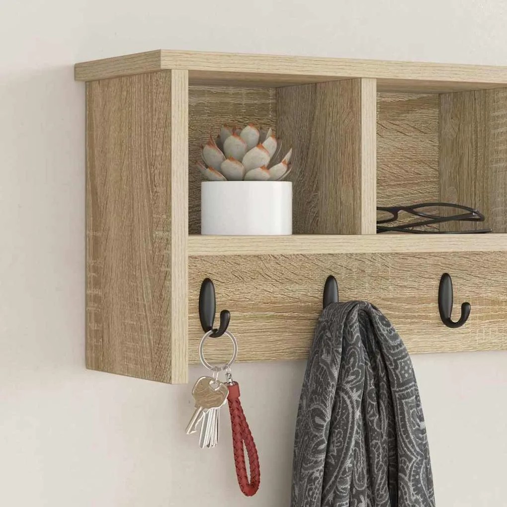 vidaXL Τοίχου Κρεμάστρα Sonoma Δρυς 75 x 16 x 26 εκ Επεξεργασμένο ξύλο