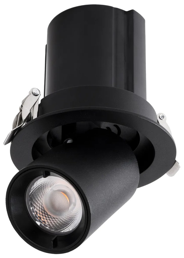 GloboStar VIRGO-S 60305 Χωνευτό LED Spot Downlight TrimLess Φ9cm 7W 875lm 36° AC 220-240V IP20 Φ9cm x Υ9cm - Στρόγγυλο - Μαύρο - Θερμό Λευκό 2700K - Bridgelux COB - 5 Years Warranty