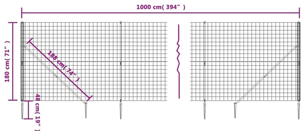 vidaXL Συρματόπλεγμα Περίφραξης Πράσινο 1,8 x 10 μ. με Καρφωτές Βάσεις