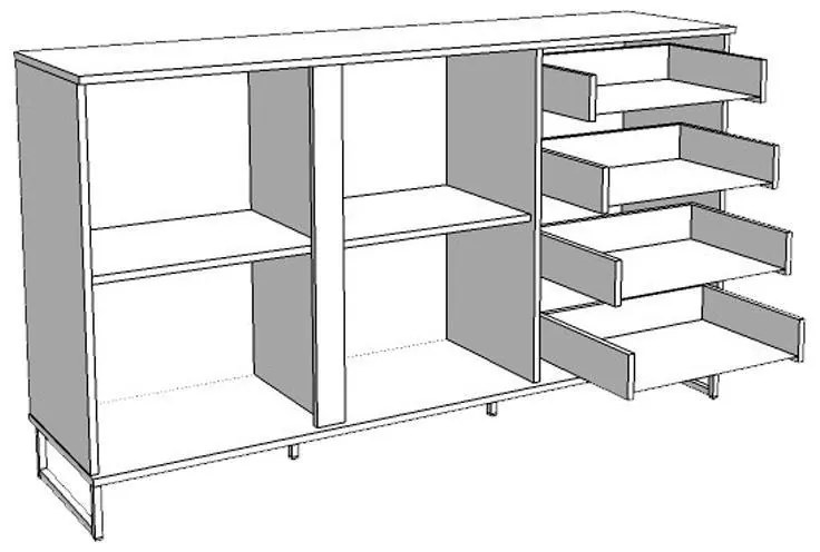 Κομότα - Μπουφές Sardinia 3K4F Artisan Oak - Μαύρο 159x42x92.5 εκ. 159x42x92.5 εκ.