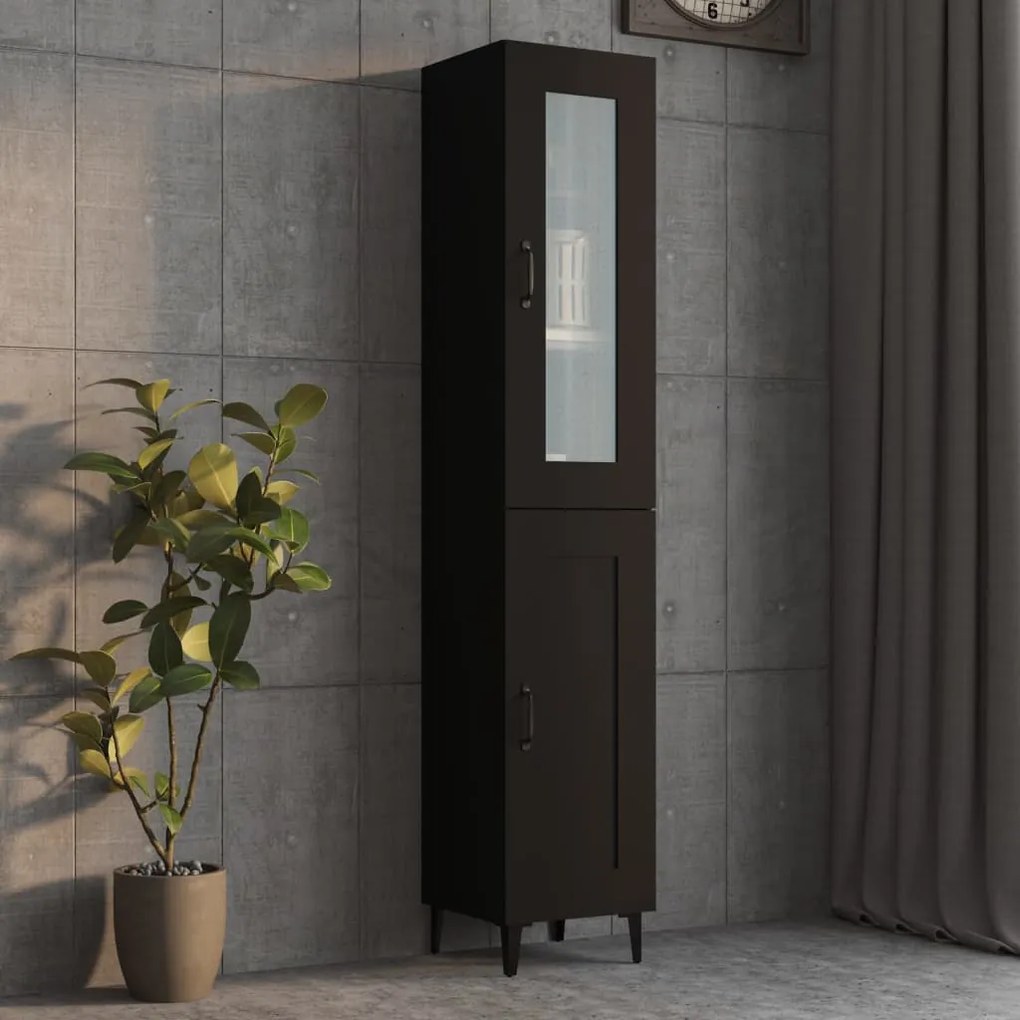 vidaXL Ντουλάπι Μαύρο 34,5 x 34 x 180 εκ. από Επεξεργασμένο Ξύλο