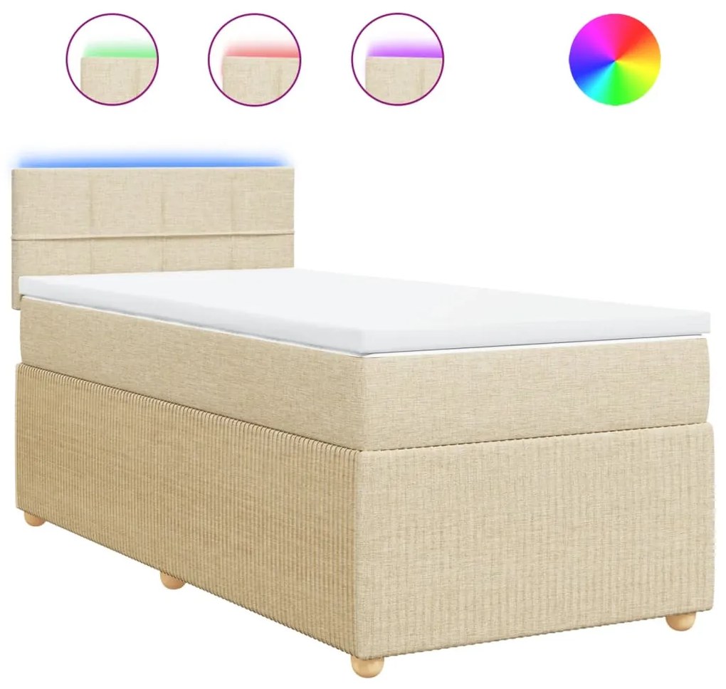 ΚΡΕΒΑΤΙ BOXSPRING ΜΕ ΣΤΡΩΜΑ ΚΡΕΜ 90X190 ΕΚ.ΥΦΑΣΜΑΤΙΝΟ 3289616