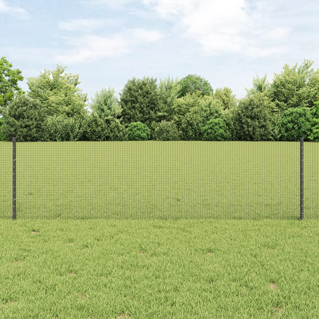 vidaXL Φράκτης Welded Wire με 11 U Posts Γκρι 0.6x25 μ Ατσάλι