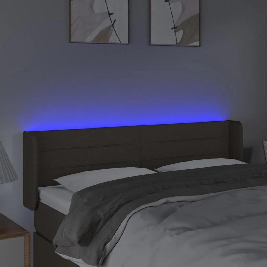 Κεφαλάρι Κρεβατιού LED Taupe 147x16x78/88 εκ. Υφασμάτινο - Μπεζ-Γκρι