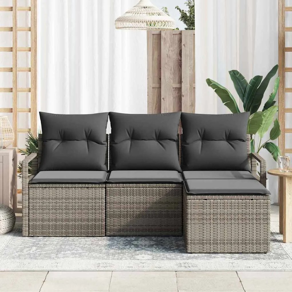 vidaXL Σετ Καναπέ Κήπου 4 pcs Γκρι Πολυ rattan, βαμμένο ατσάλι