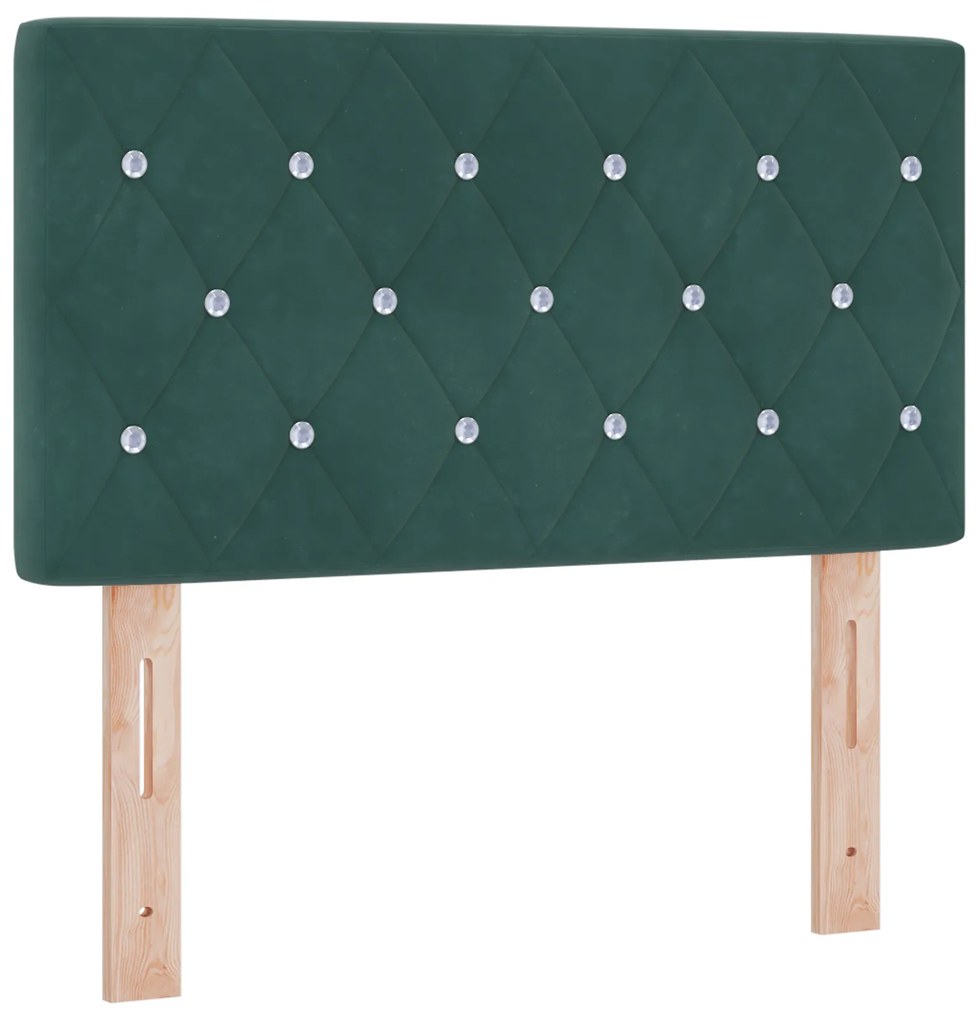 vidaXL Κρεβάτι Box Spring με Στρώμα Σκούρο Πράσινο 80x200 εκ. Βελούδο