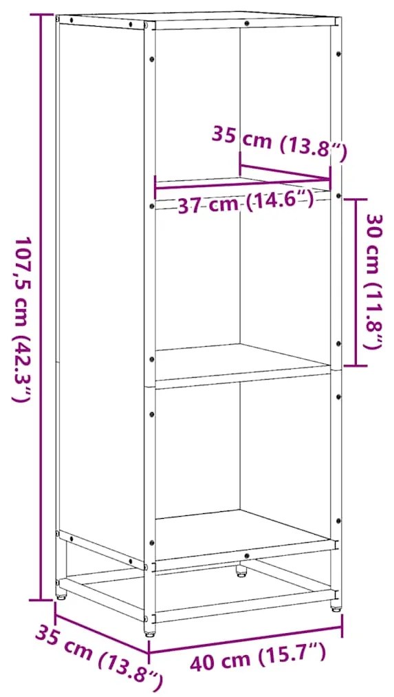 ΝΤΟΥΛΑΠΙ ΒΙΒΛΙΩΝ  ΜΑΥΡΟ 40X35X107,5 CM ΚΑΤΑΣΚΕΥΑΣΜΕΝΟ ΞΥΛΟ 849109