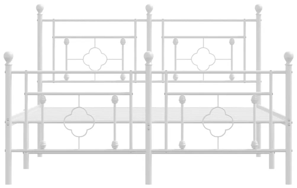 Πλαίσιο Κρεβατιού με Κεφαλάρι&amp;Ποδαρικό Λευκό 140x190εκ. Μέταλλο - Λευκό
