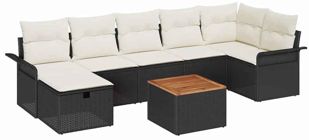 vidaXL Σετ Καναπέ Κήπου με μαξιλάρι 8 pcs Μαύρο Πολυ ράταν