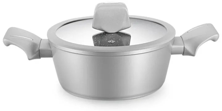 Σετ μαγειρικά σκεύη Royalty Line T010-Silver, 10 τμχ, Επίστρωση μαρμάρου, Επαγωγή, Ασήμι