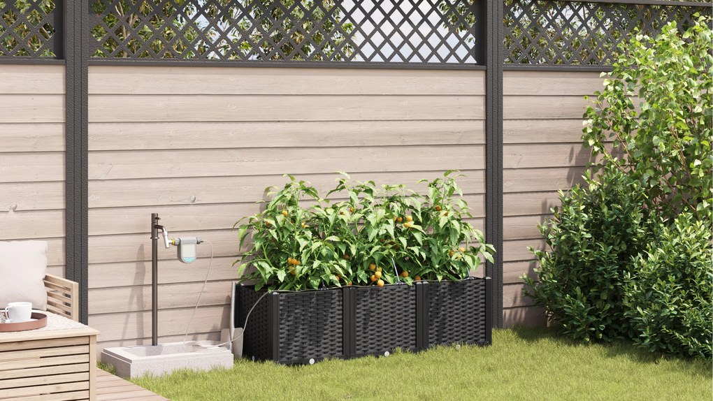 vidaXL Γλάστρες Κήπου 1 τεμ Μαύρο 120 x 40 x 37.5 cm Πλαστικό