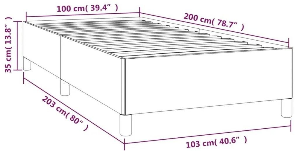 Πλαίσιο Κρεβατιού Γκρι 100x200 εκ. από Συνθετικό Δέρμα - Γκρι