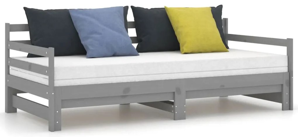 vidaXL Καναπές Κρεβάτι Γκρι 2 x (90 x 200) εκ. από Μασίφ Ξύλο Πεύκου