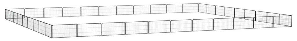 vidaXL Παρκοκρέβατο Σκύλου 40 Πάνελ Μαύρο 100x50εκ Ατσάλι Βαφή Πούδρας