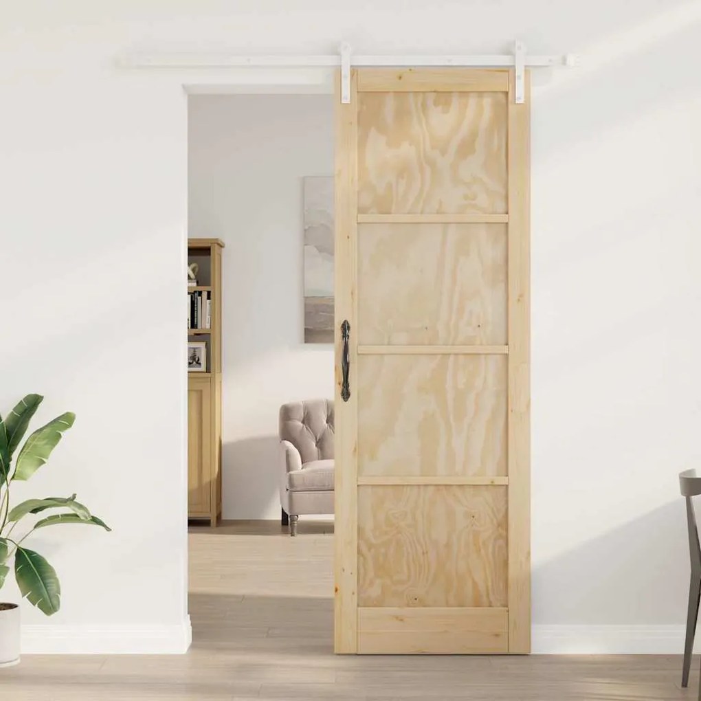 vidaXL Συρόμενη Πόρτα Φυσικό και λευκό 78 x 232 cm