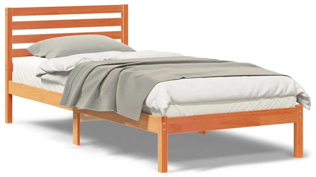 vidaXL Σκελετός Κρεβατιού Καφέ κεριού 80 x 220 cm Μασίφ ξύλο πεύκου