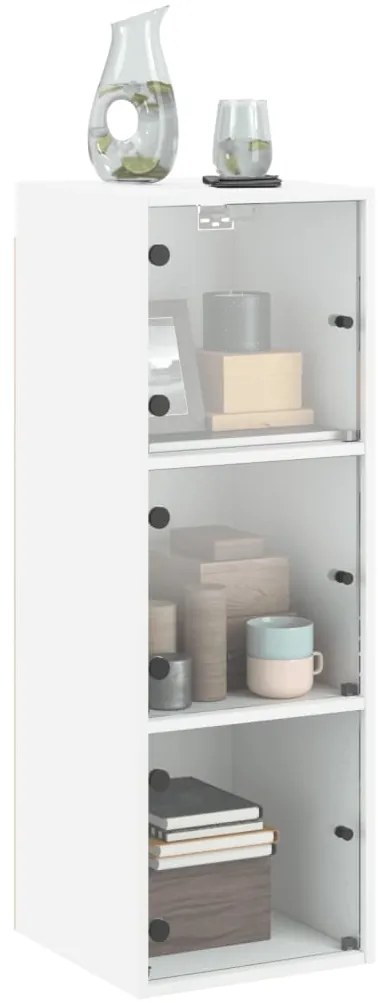 vidaXL Ντουλάπι Τοίχου Λευκό 35x37x100 εκ. με Γυάλινες Πόρτες