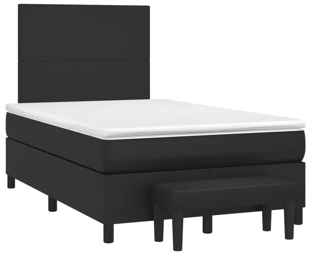 vidaXL Κρεβάτι Boxspring με Στρώμα Μαύρο 120x190εκ.από Συνθετικό Δέρμα