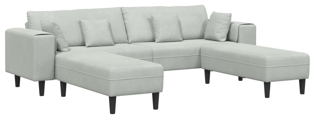 vidaXL Βελούδινος καναπές 3 pcs Ανοιχτό γκρι 208 εκ. Βελούδο