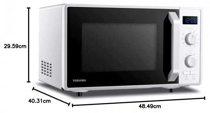 Φούρνος μικροκυμάτων Toshiba MW2-AG23PWH 23 L, 900W, Γκριλ 1000W, Ψηφιακή οθόνη, Χρονοδιακόπτης, Λευκό