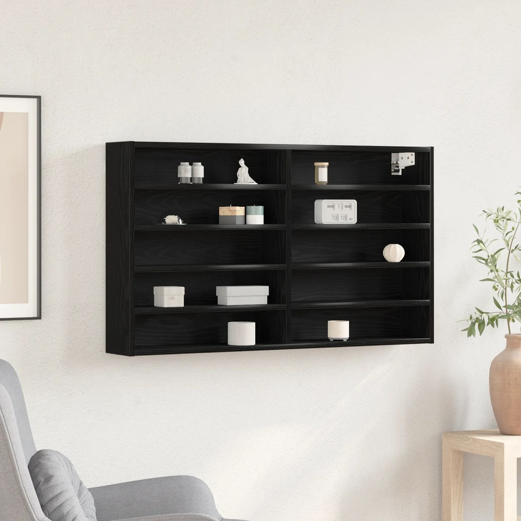 vidaXL Βιτρίνα Μαύρη Βελανιδιά 100x15x58 εκ. Επεξεργασμένο ξύλο