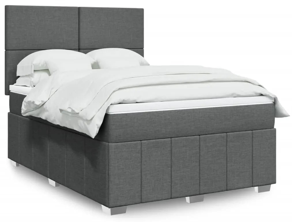 vidaXL Κρεβάτι Boxspring με Στρώμα Σκούρο Γκρι 140x190 εκ. Υφασμάτινο