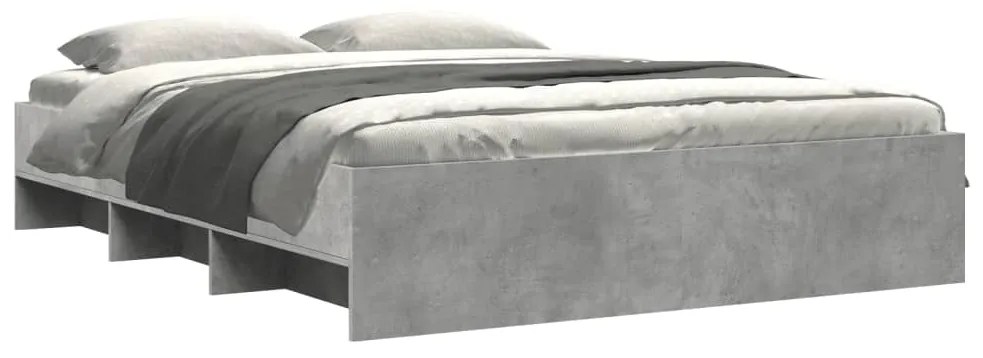 vidaXL Πλαίσιο Κρεβατιού Γκρι Σκυροδέματος 150x200 εκ. Επεξεργ. Ξύλο