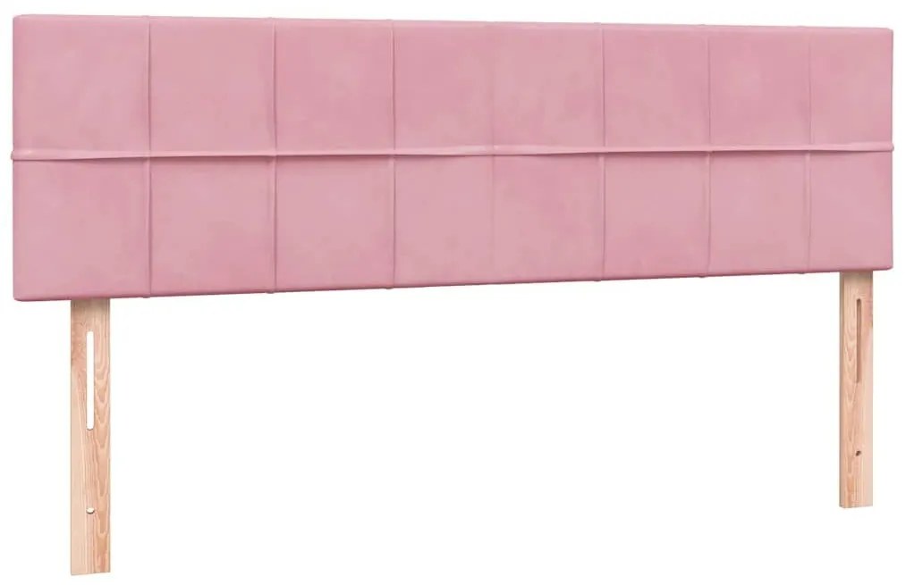 Box Spring κρεβάτι με στρώμα ροζ 160x220 cm Βελούδινο - Ροζ